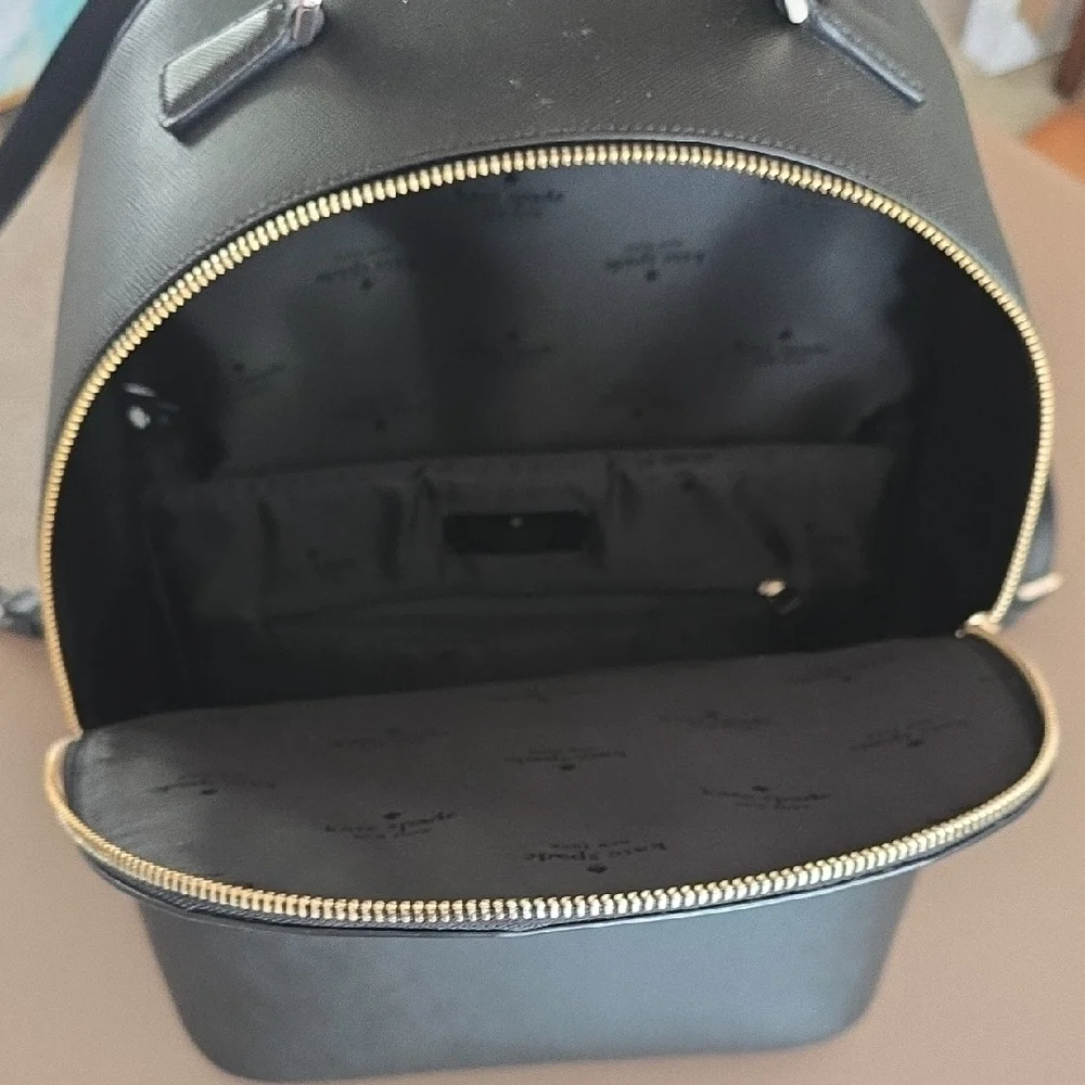 Kate Spade Black Leather Backpack with Gold Hardware - Picture 4 of 7